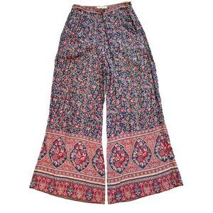 Spell and the Gypsy Pants Size Small Boho Wide‎ Leg Rayon Blue Red Pink